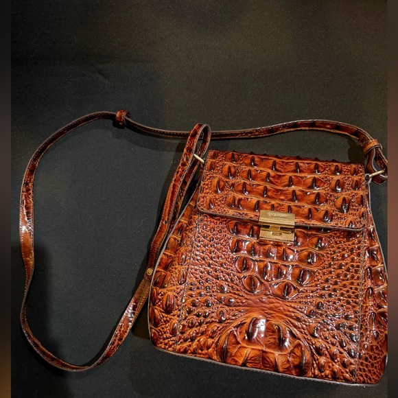 Brahmin Tan Crocodile-Embossed Crossbody Bag